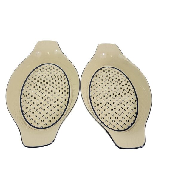 Potpourri Press Japan Oval Stoneware Serving Baking Casserole Dish – Set of 2 - Picture 10 of 16